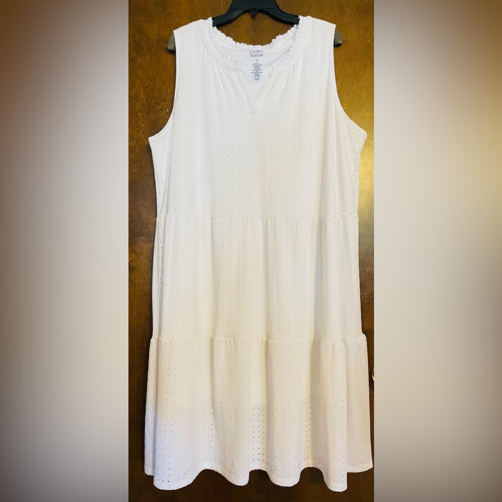 White Sleeveless Eyelet Dress